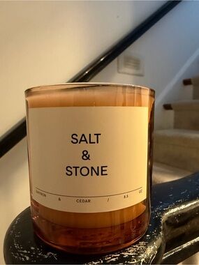 Salt & Stone Saffron & Cedar Amber Glass Candle